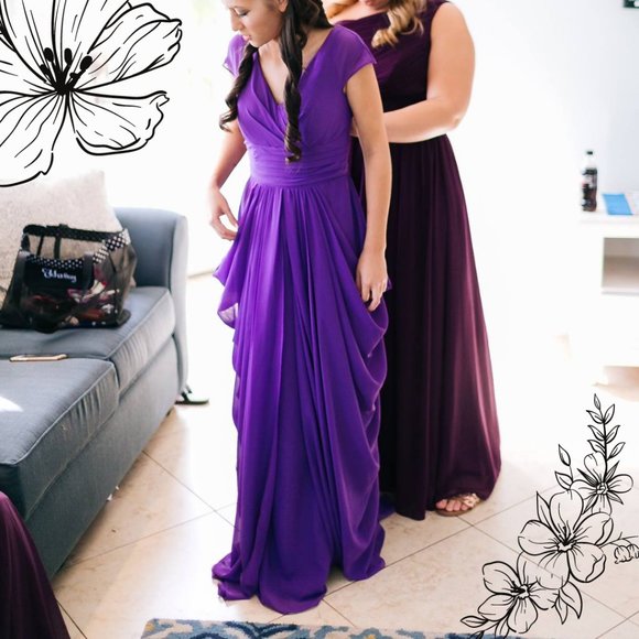 Handmade Purple Floor-Length Bridesmaid Dress - Picture 1 of 10